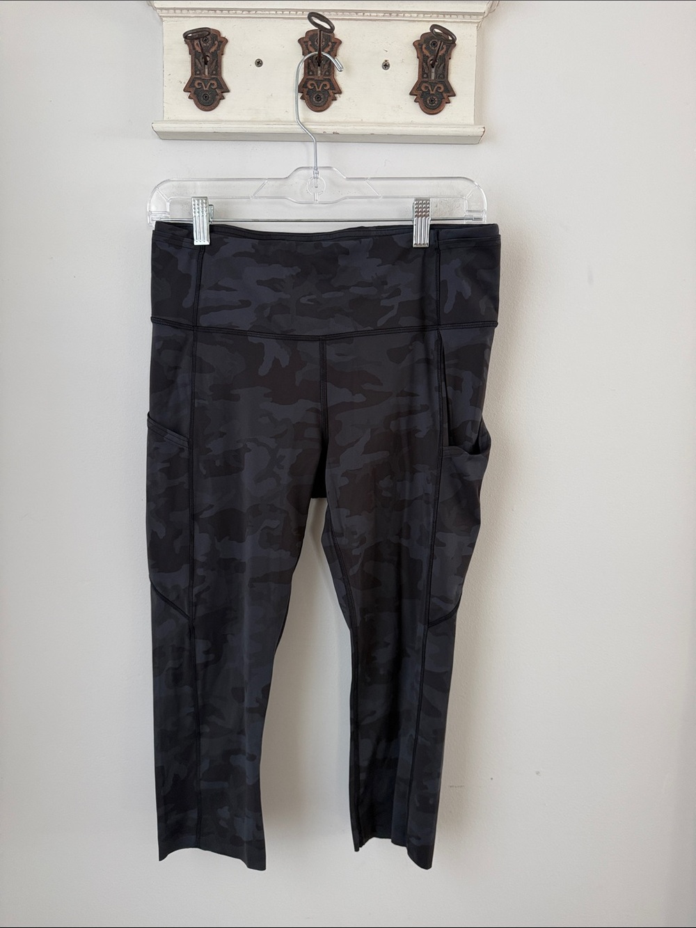 lululemon athletica Black Camo Capri Leggings with Side Pockets
